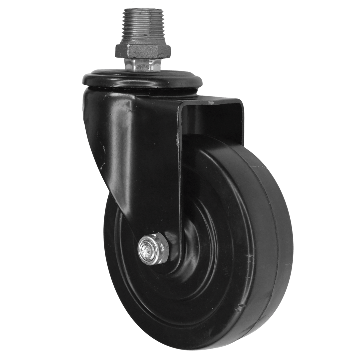 Roulette industrielle noire pivotante sur Raccord - caoutchouc - 100mm - roulette industrielle pivotante pour meuble