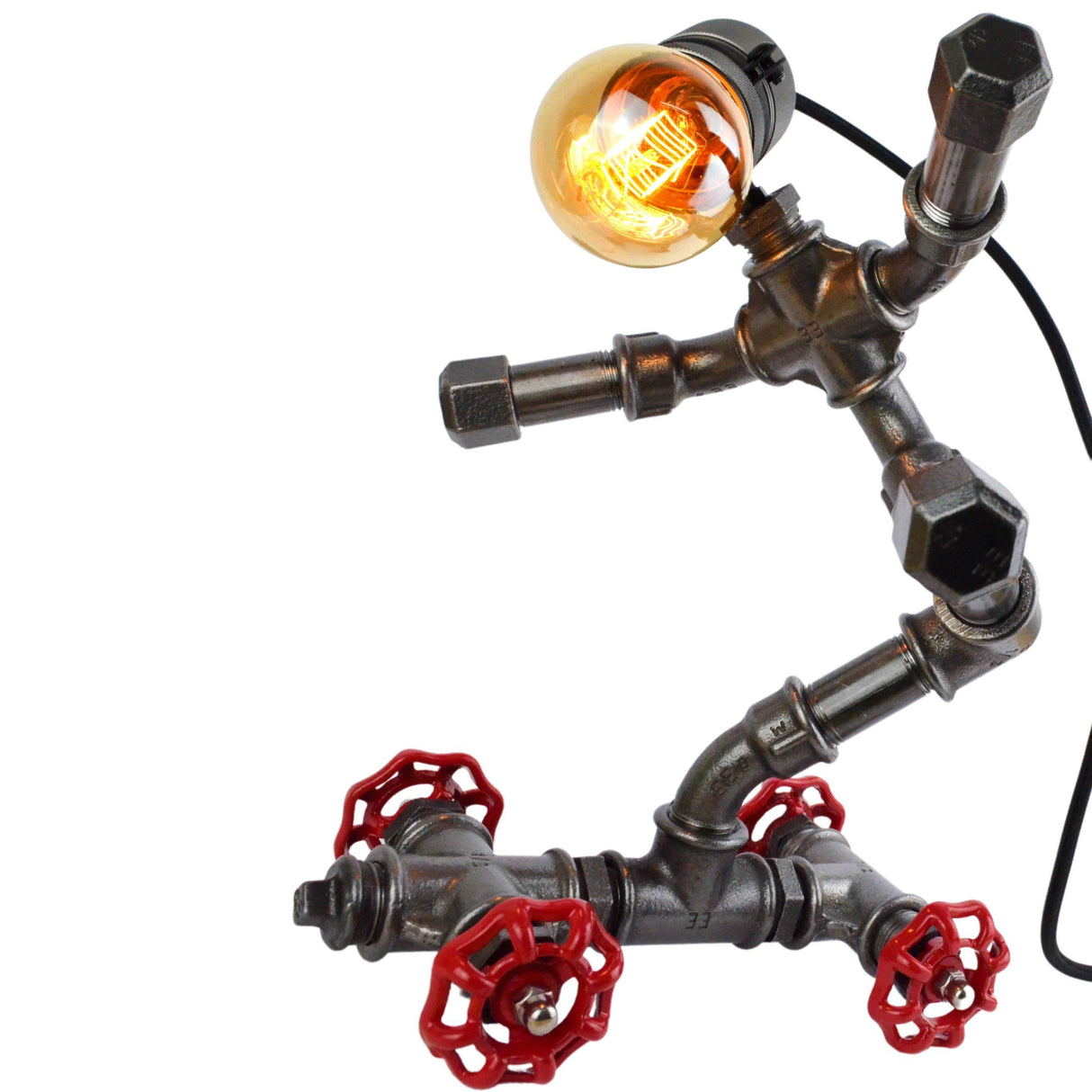 Lampe "Le Skateur" - lampe robot skateur en raccords de plomberie - vue 12