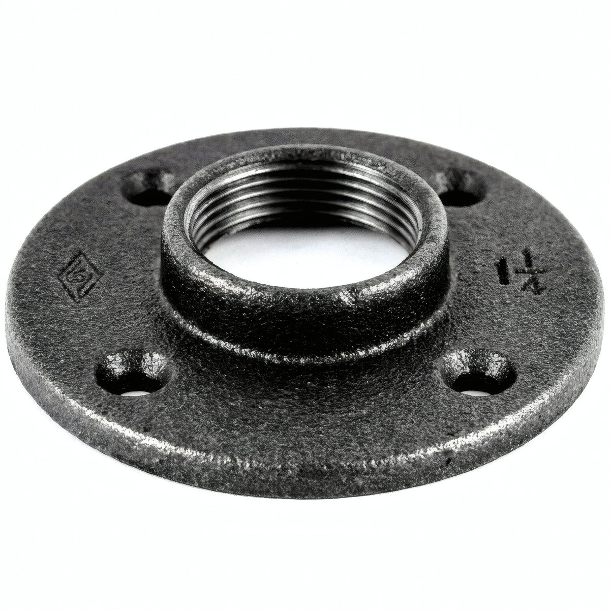 Flange 1''1/4 | 33x42mm stor diameter sort støbejern - produktfoto på hvid baggrund 7