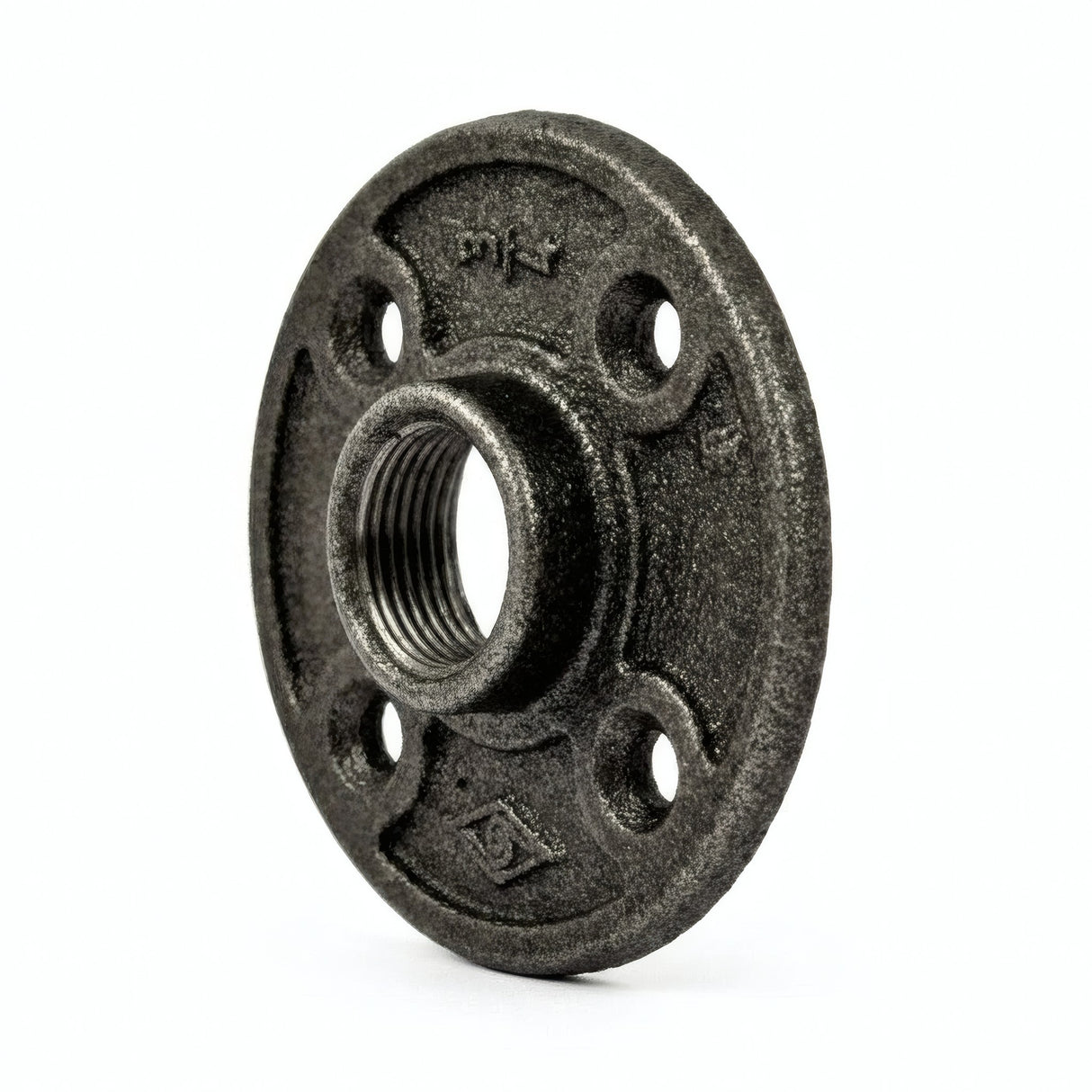 Flange 3/4'' | 20x27mm stor diameter sort støbejern - produktfoto på hvid baggrund 2