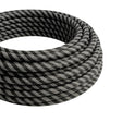 Rund stribet stofledning med silkeeffekt – Grafit & kulsort