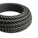 Rund stribet stofledning med silkeeffekt – Grafit & kulsort