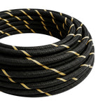 Rund stribet stofledning med silkeeffekt – Sort & guld