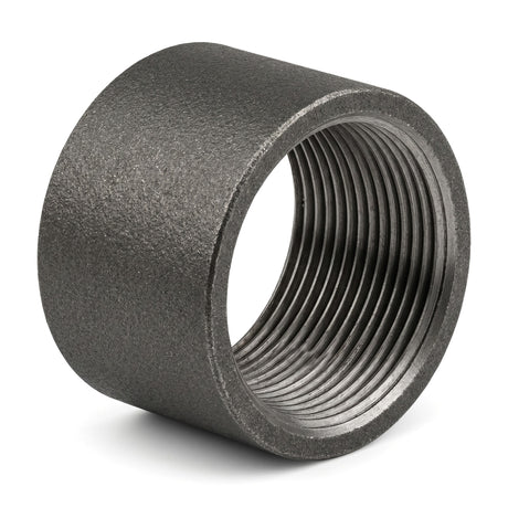Demi-manchon acier noir – bague filetée en vue trois quarts, ouverture côté droit
