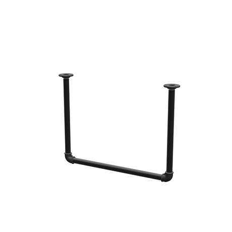 Loftophængt tøjstang i matsort lakeret stålrør Ø 27 mm — bredde 56 cm, højde under loftet 42 cm, trekvartsvisning på hvid baggrund