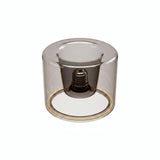 E27 LED-donutpære i røgfarvet glas, Ø 120 mm, slukket, forsænket E27-sokkel synlig, hvid baggrund