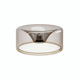E27 LED-donutpære i røgfarvet glas, Ø 195 mm, slukket, forsænket E27-sokkel synlig, hvid baggrund