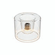 E27 LED-donutpære i klart glas, Ø 120 mm, tændt, varm lysring, hvid baggrund
