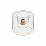 E27 LED-donutpære i klart glas, Ø 120 mm, tændt, varm lysring, hvid baggrund