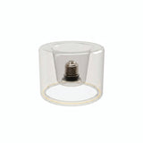 E27 LED-donutpære i klart glas, Ø 120 mm, slukket, forsænket E27-sokkel synlig, hvid baggrund
