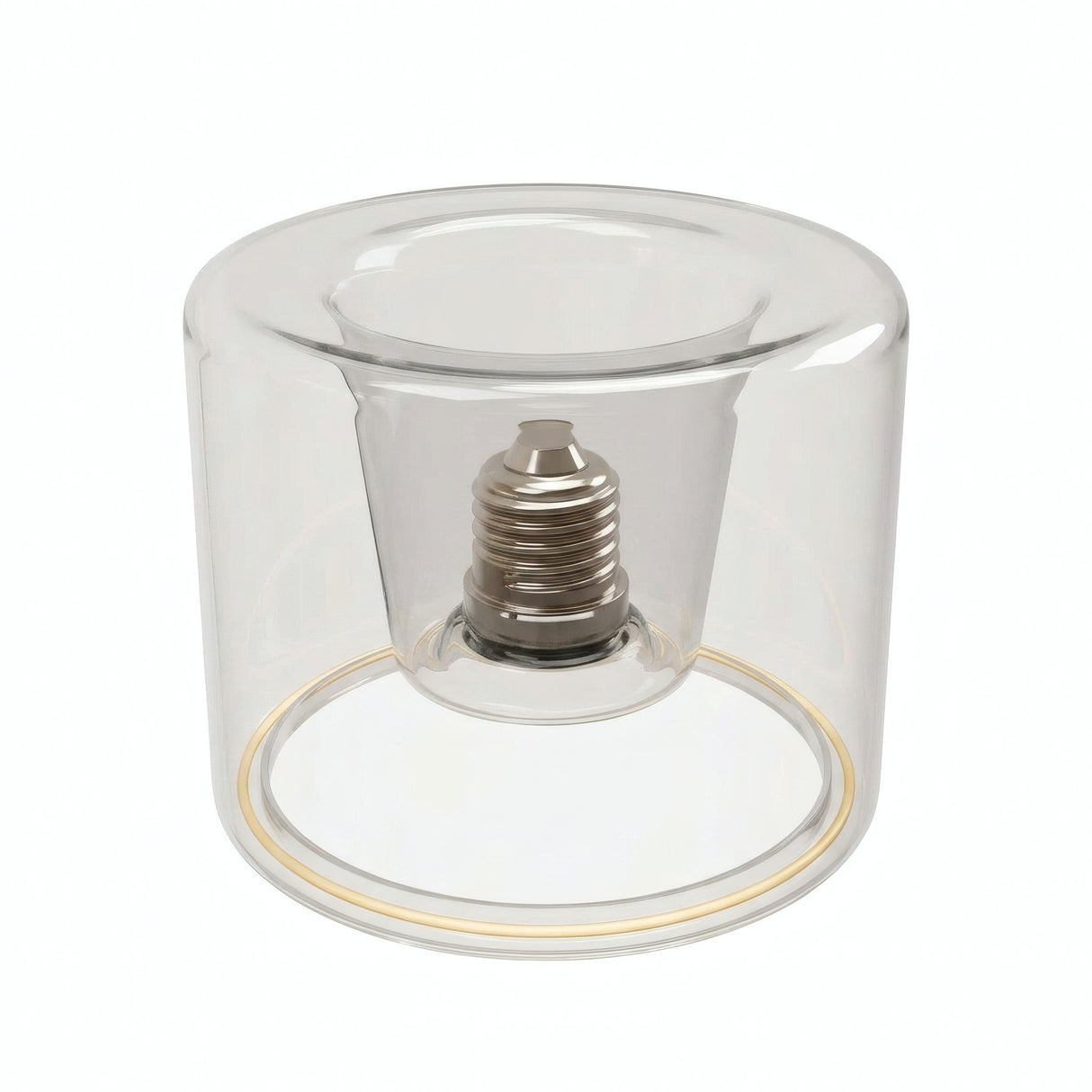 E27 LED-donutpære i klart glas, Ø 120 mm, set let oppefra, hvid baggrund