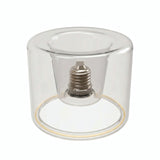 E27 LED-donutpære i klart glas, Ø 120 mm, set let oppefra, hvid baggrund