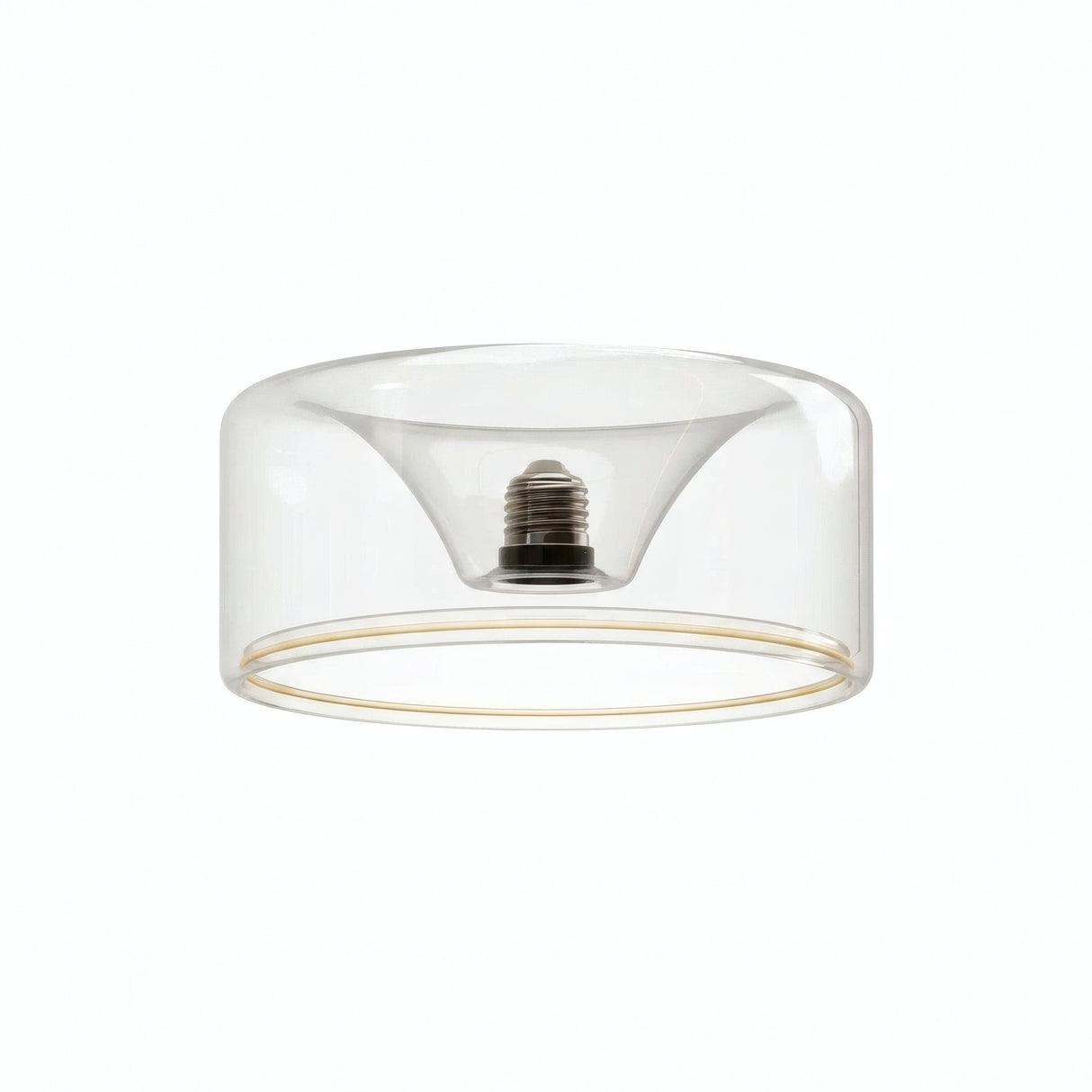 E27 LED-donutpære i klart glas, Ø 195 mm, set i trekvart profil, hvid baggrund