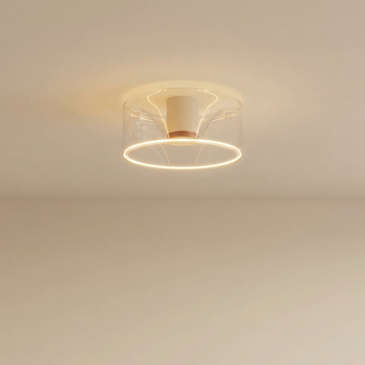 E27 LED-donutpære i klart glas, Ø 195 mm, i loftet, blødt varmt lys