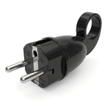 Schuko-stik med udtræksring — Sort