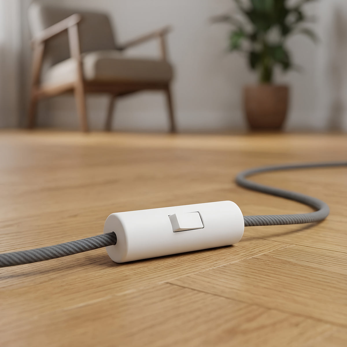 Cylindrisk enpolet vippeafbryder med jordklemme — Hvid