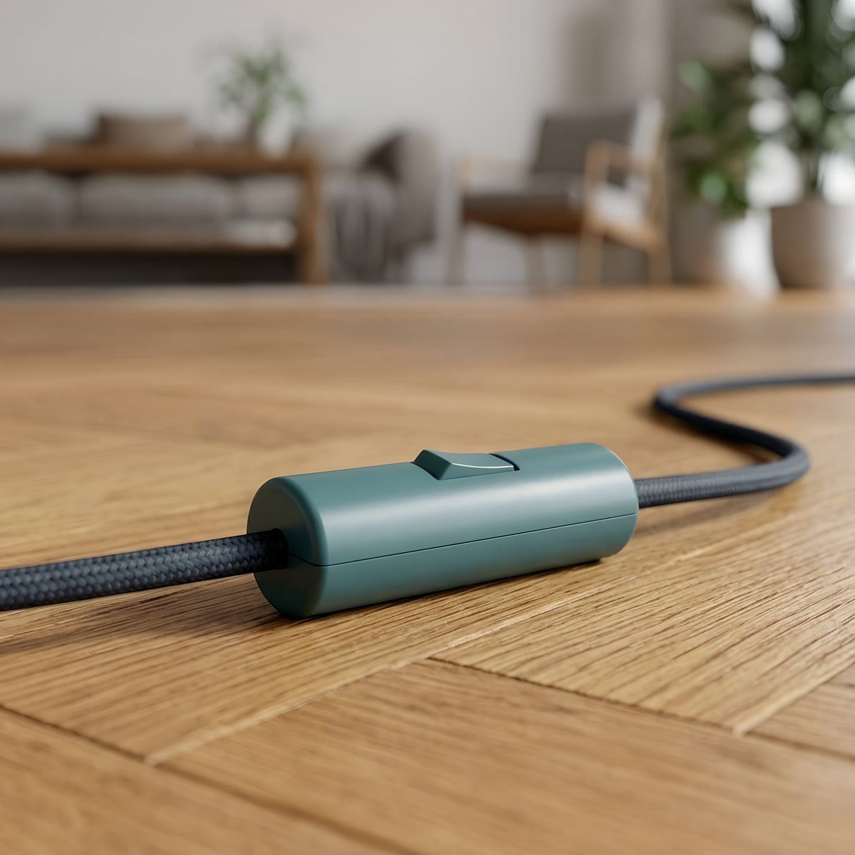 Cylindrisk enpolet vippeafbryder med jordklemme — Petroleumsblå
