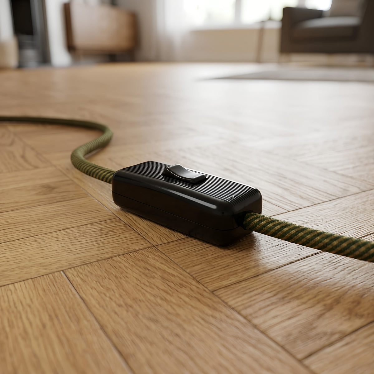 Enpolet vippeafbryder til lampeledning — Sort