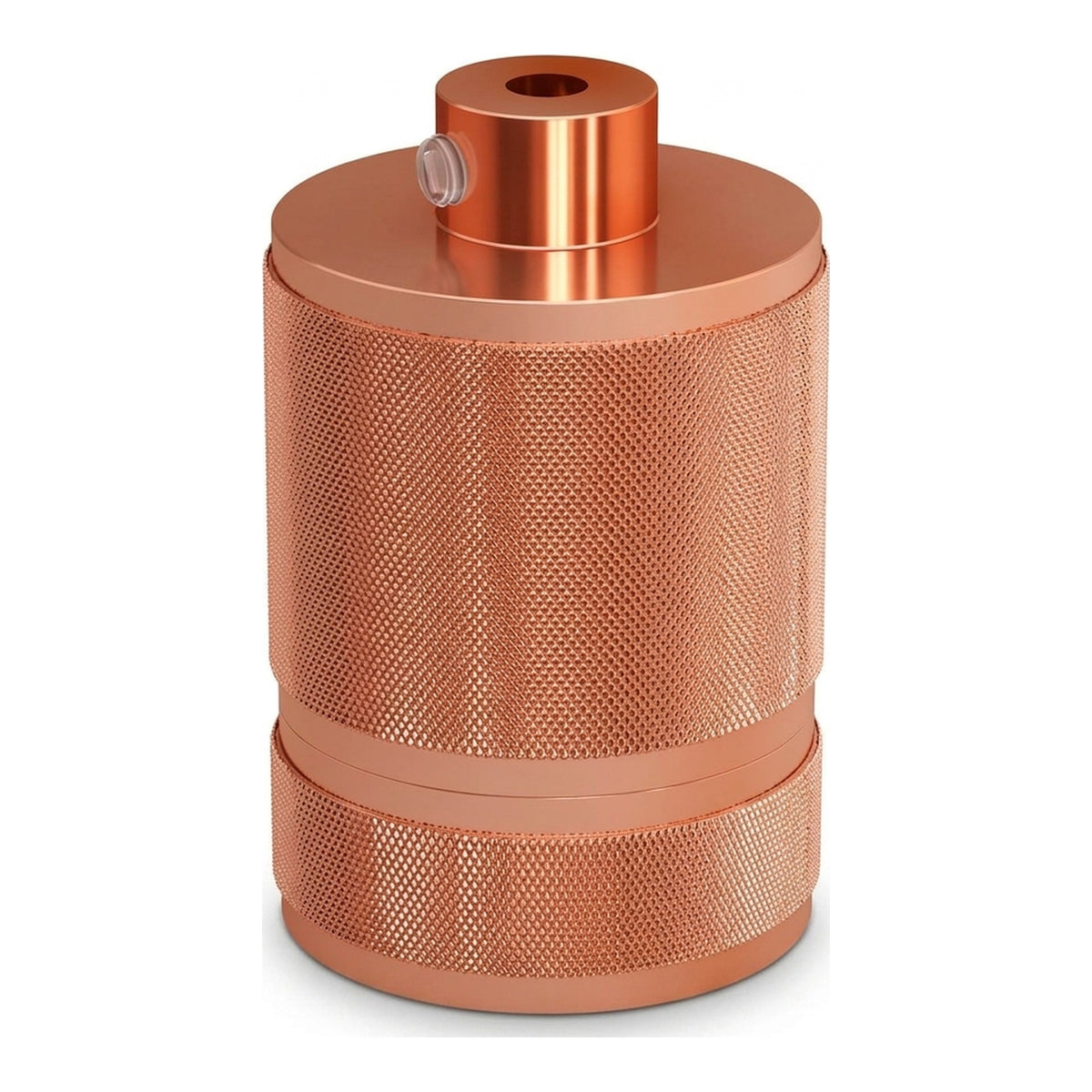 E27-fatning i riflet aluminium med dobbelt ring — Kobber
