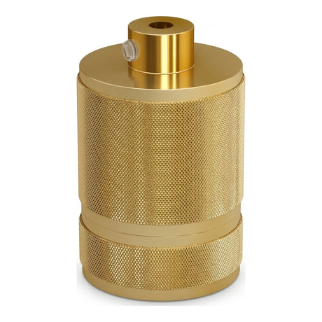 E27-fatning i riflet aluminium med dobbelt ring — Messing