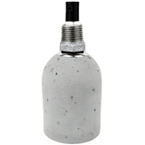 E27-fatningssæt i lysegrå beton på fitting 1/2'' (15x21mm) med udvendigt gevind i galvaniseret støbejern