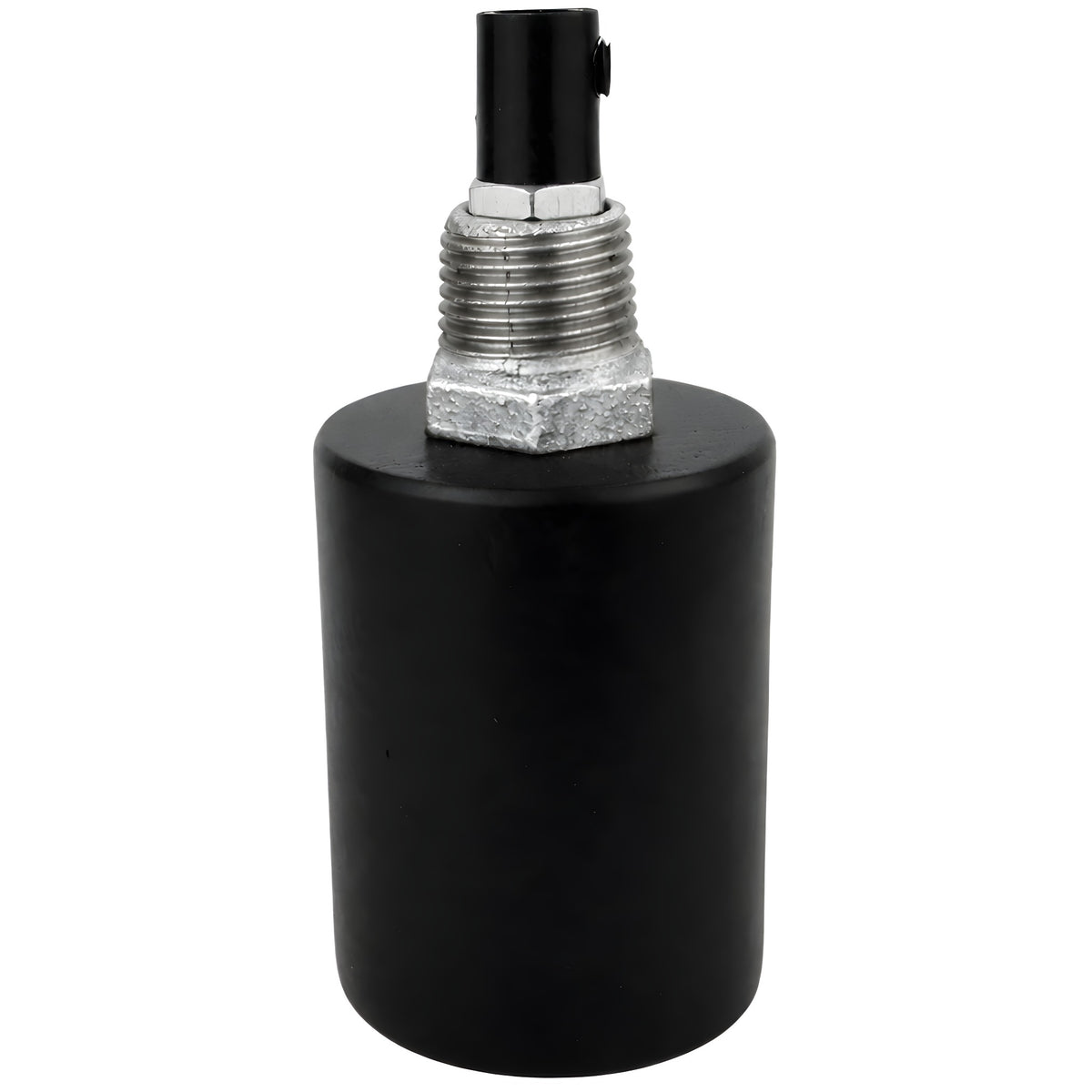 E27-fatningssæt i sort træ på fitting 1/2'' (15x21mm) med udvendigt gevind i galvaniseret støbejern