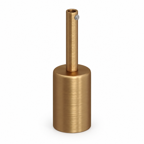 Sæt med cylindrisk E27-fatning i metal — trækaflastning på 7 cm — satinbronze-finish — visning 1