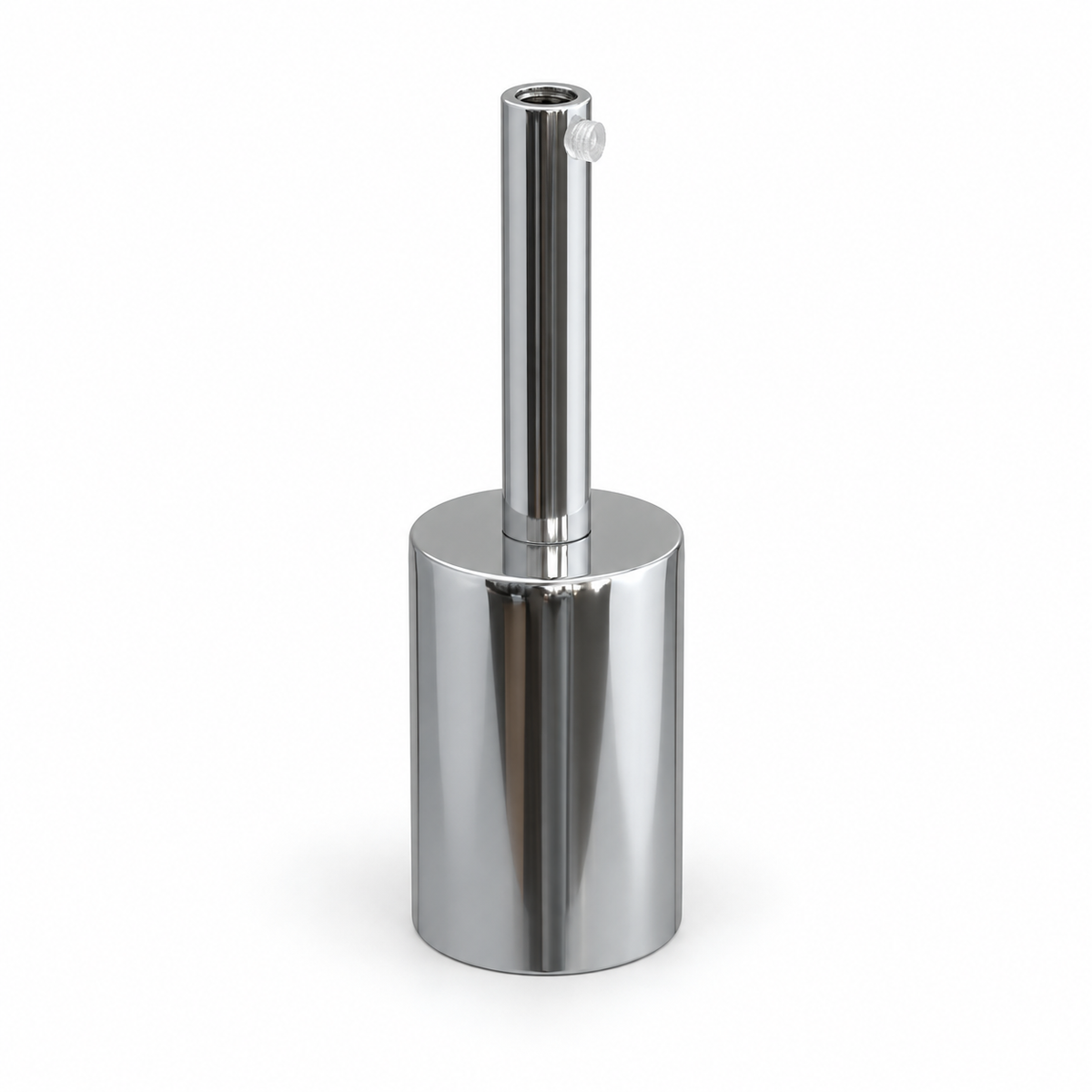 Sæt med cylindrisk E27-fatning i metal — trækaflastning på 7 cm — kromfinish — visning 1