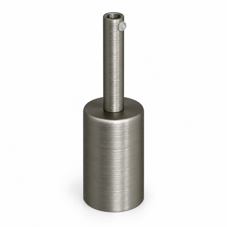 Sæt med cylindrisk E27-fatning i metal — trækaflastning på 7 cm — satintitan-finish — visning 1