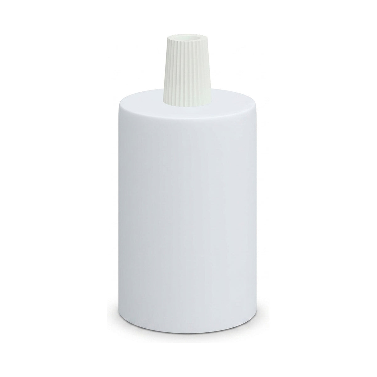Cylindrisk E27-fatning i metal — Konisk plast / Mat hvid