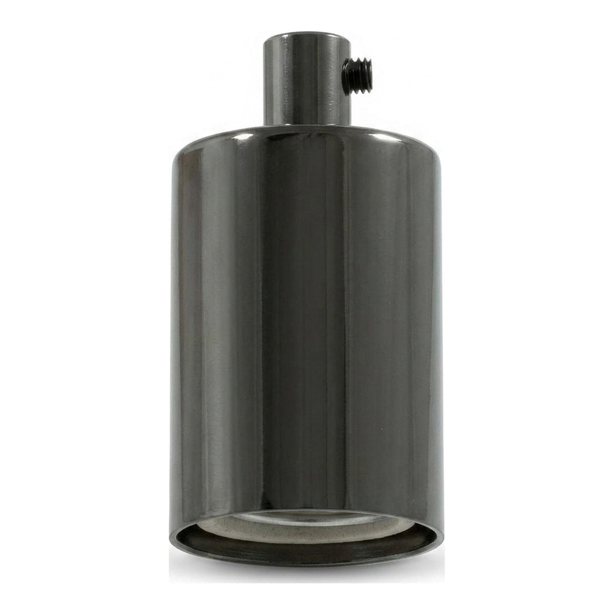 Cylindrisk E27-fatning i metal — Cylindrisk metal / Sort perle