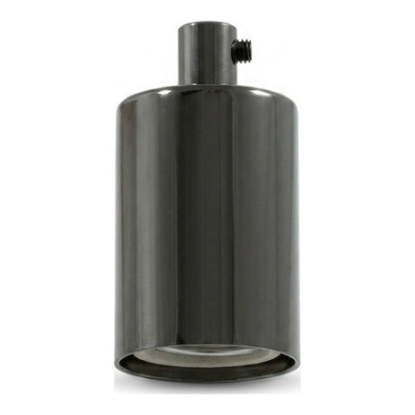 Cylindrisk E27-fatning i metal — Cylindrisk metal / Sort perle