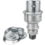 E27-fatningssæt i blankt sølvfarvet metal på fitting 1/2'' (15x21mm) med udvendigt gevind i galvaniseret støbejern
