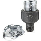 E27-fatningssæt i blankt sølvfarvet metal på fitting 1/2'' (15x21mm) med udvendigt gevind i sort støbejern Økonomi