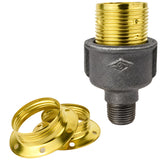 E27-fatningssæt i blankt messingfarvet metal på fitting 1/2'' (15x21mm) med udvendigt gevind i sort støbejern Økonomi