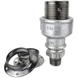 E27-fatningssæt i blankt sort metal på fitting 1/2'' (15x21mm) med udvendigt gevind i galvaniseret støbejern