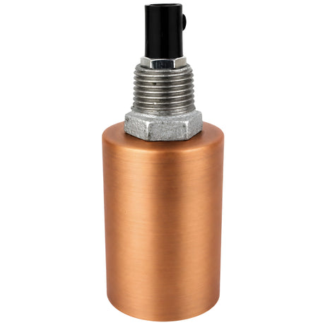 E27-fatningssæt i glat kobberfarvet metal på fitting 1/2'' (15x21mm) med udvendigt gevind i galvaniseret støbejern
