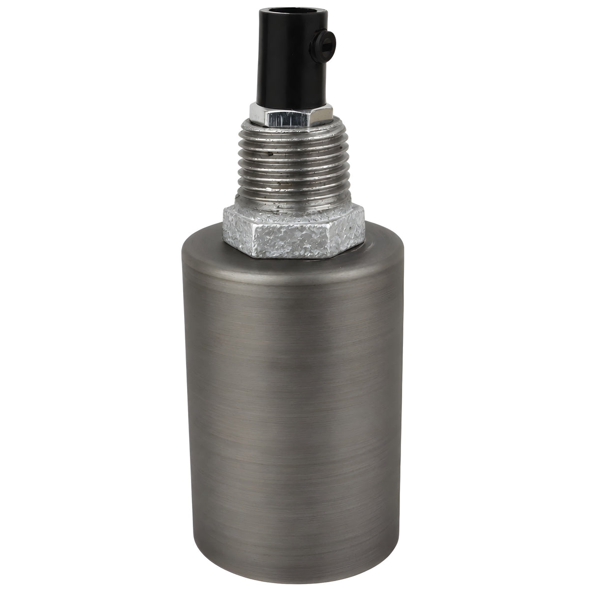 E27-fatningssæt i glat gråt metal på fitting 1/2'' (15x21mm) med udvendigt gevind i galvaniseret støbejern