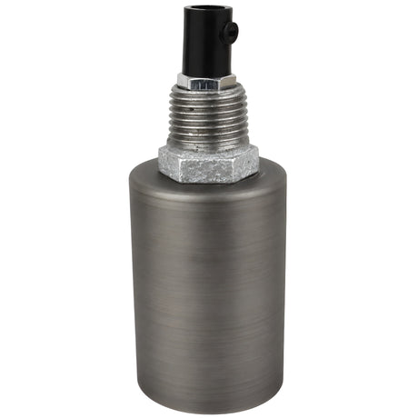 E27-fatningssæt i glat gråt metal på fitting 1/2'' (15x21mm) med udvendigt gevind i galvaniseret støbejern