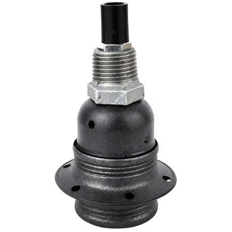 E27-fatningssæt i mat gråt metal på fitting 1/2'' (15x21mm) med udvendigt gevind i galvaniseret støbejern