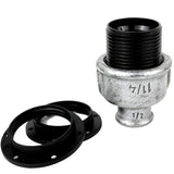 E27-fatningssæt i bakelit på fitting 1/2'' (15x21mm) med indvendigt gevind i galvaniseret støbejern