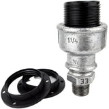 E27-fatningssæt i bakelit på fitting 1/2'' (15x21mm) med udvendigt gevind i galvaniseret støbejern