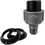 E27-fatningssæt i bakelit på fitting 1/2'' (15x21mm) med udvendigt gevind i sort støbejern Økonomi