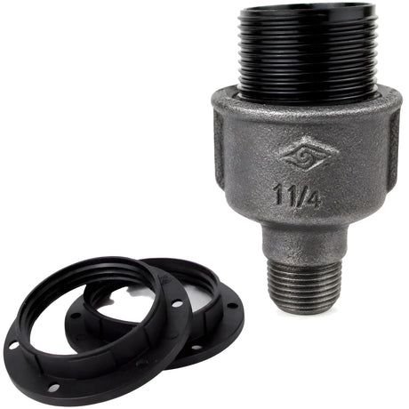E27-fatningssæt i bakelit på fitting 1/2'' (15x21mm) med udvendigt gevind i sort støbejern Økonomi