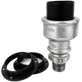 E27-fatningssæt i termoplast på fitting 1/2'' (15x21mm) med udvendigt gevind i galvaniseret støbejern