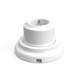 Sæt med vægstikkontakt og sokkel i porcelæn — Schuko 2P+T 16 A / Hvid / Flad Ø 100 mm