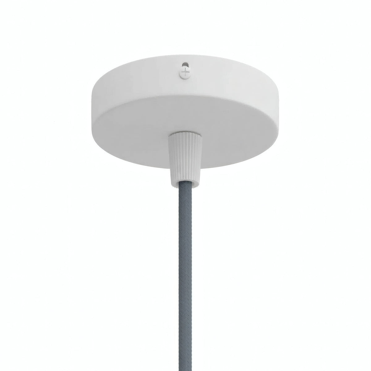 Lille cylindrisk roset i metal, Ø 83 mm — 1 centralt hul / Konisk termoplast / Mat hvid