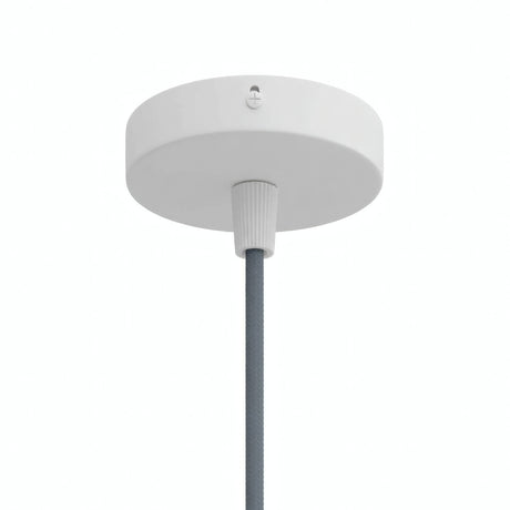 Lille cylindrisk roset i metal, Ø 83 mm — 1 centralt hul / Konisk termoplast / Mat hvid