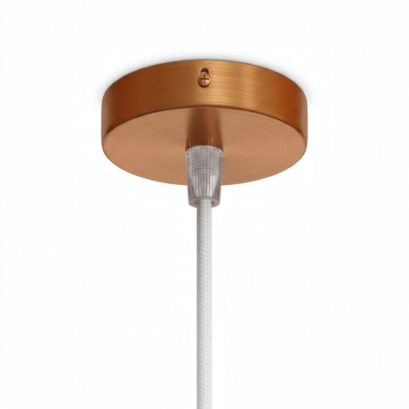 Lille cylindrisk roset i metal, Ø 83 mm — 1 centralt hul / Konisk termoplast / Satineret kobber