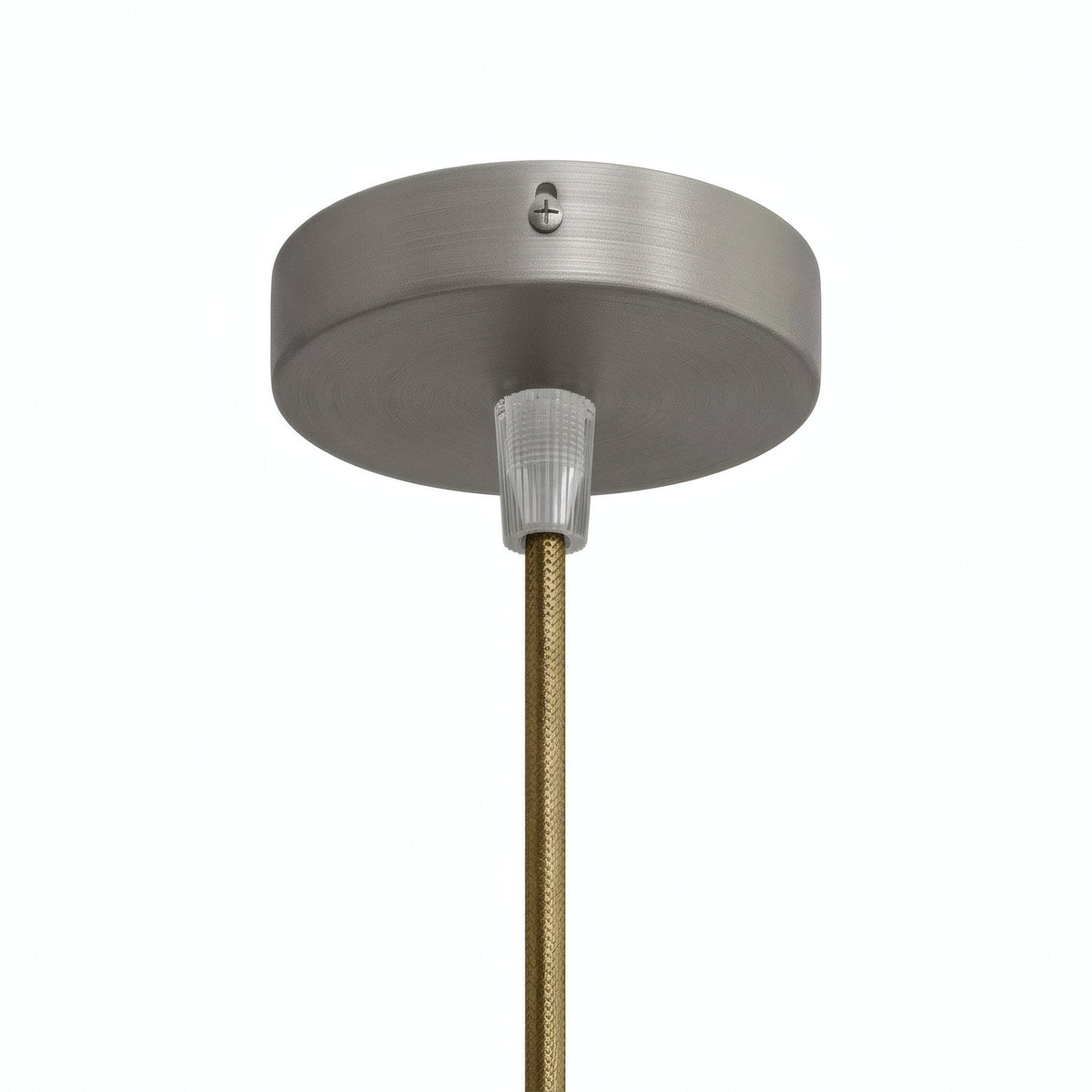 Lille cylindrisk roset i metal, Ø 83 mm — 1 centralt hul / Konisk termoplast / Satineret titan